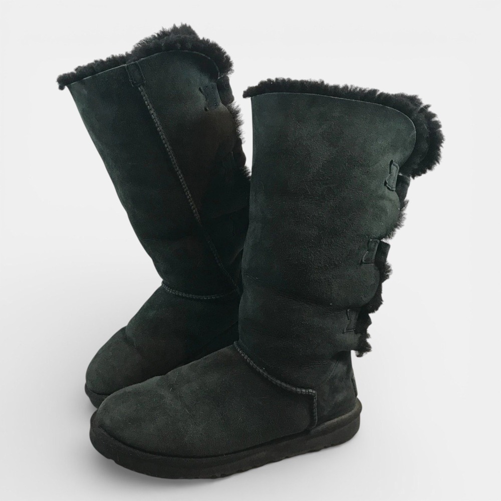 UGG Bailey Bow II Black Boots With Swarovski Crystal Womens‎ US 10 EU 41 UK 8.5